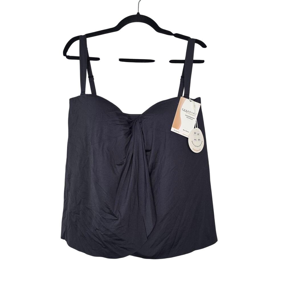 Contours By Coco Reef‎ Tankini Top Womens 16/40C Black Tummy Control Lined NEW